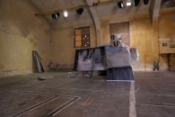 Composition with metal fence and plastic bags, installation, 2011, courtesy of the artist, commisioned by the 3rd Thessaloniki Biennale of Contemporary Art